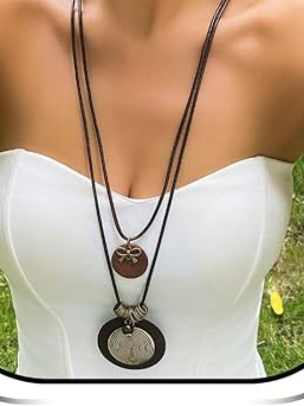 Big Statement Pendant Boho Necklaces Western Outfit for Women Leather Choker